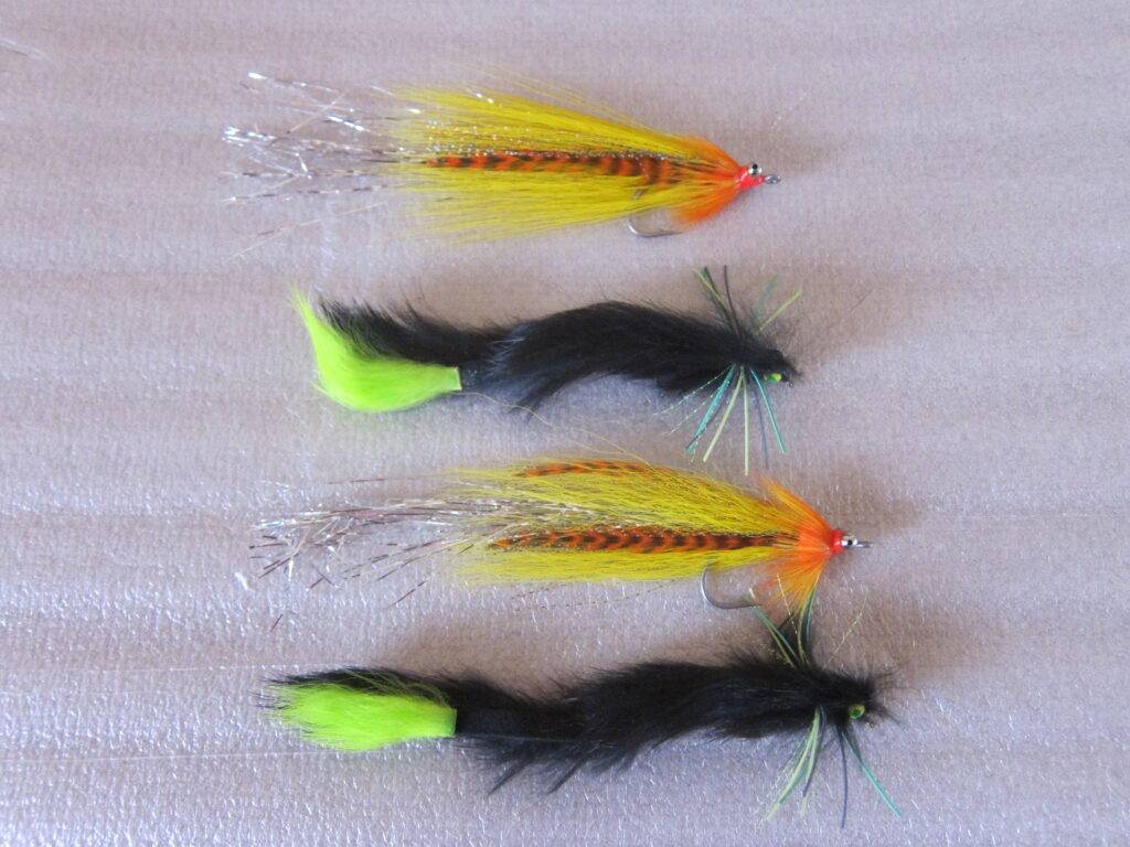 The Clouser minnow and the rabbit fur strip leach are excellent patterns for lake trout